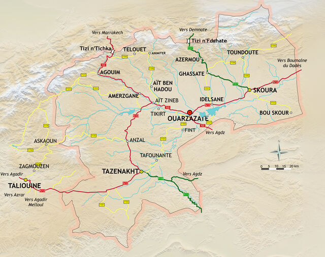 Carte routière province de Ouarzazate